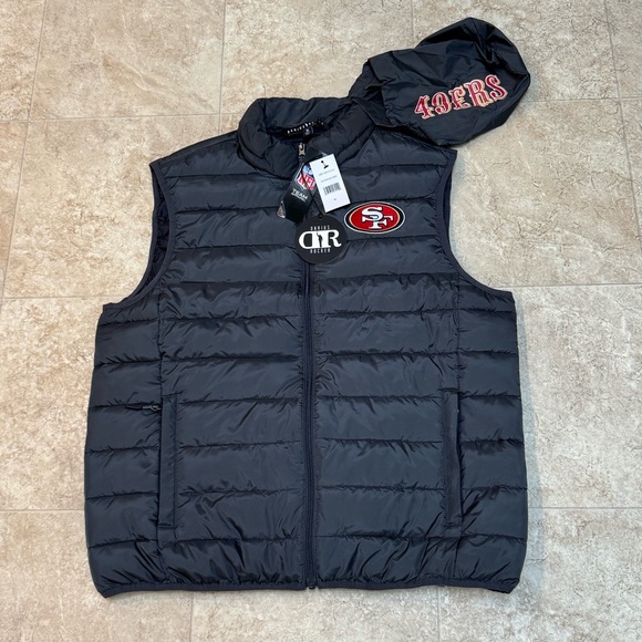 NFL Darius Rucker San Francisco 49ers Black Full Zip Packable Puffer Vest M New - Picture 2 of 11